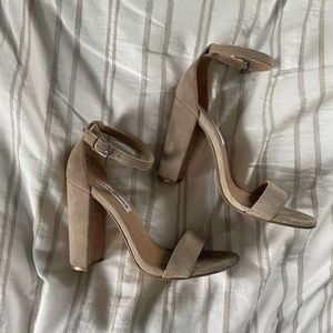 Steve Madden Carrson Taupe Suede Leather Ankle Strap Heels Size 6.5